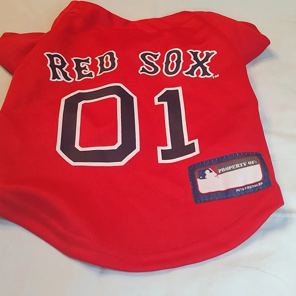 🐕MLB Official Pet Wear Boston Red Sox #01 Red Dog Shirt  small